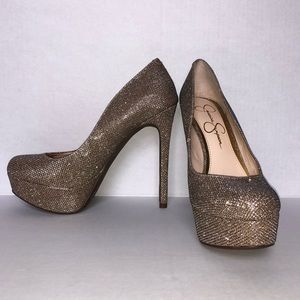 Champagne Sparkly Jessica Simpson High Heels